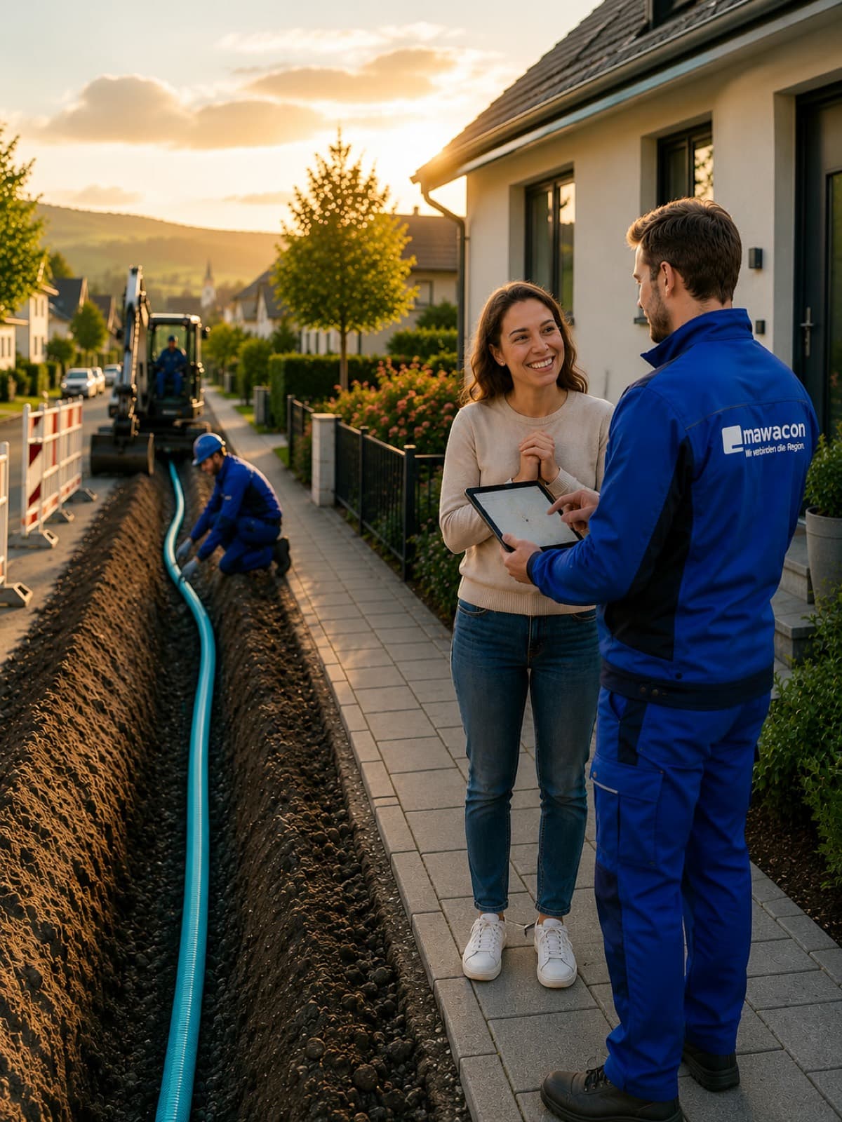 Mawacon-Bautrupp verlegt Glasfaser in der Region